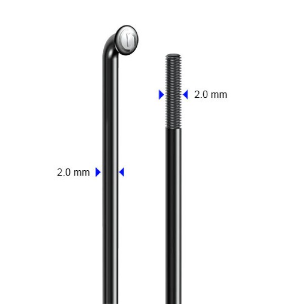 cnSpoke Speiche STD14C 260mm &#216;=2,0mm 95&#176; schwarz 100 Stück Edelstahl ohne Nippel