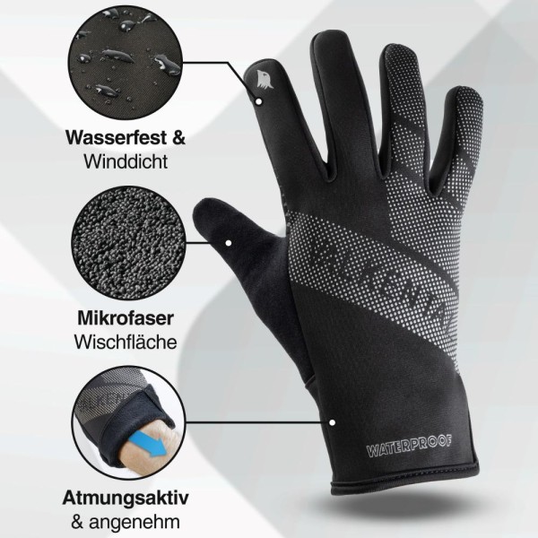 Valkental Handschuhe GloRider V2 Flex - Wasserfester Übergangshandschuh mit Grip L schwarz