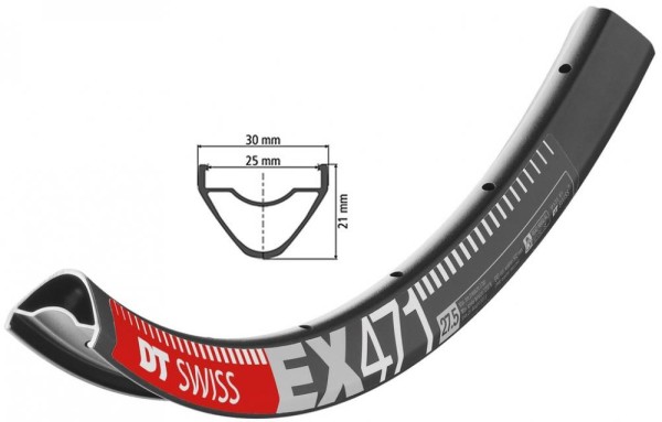 Felge DT Swiss EX 471 27.5", schwarz,32 Loch, 584-25, VL 6,5mm