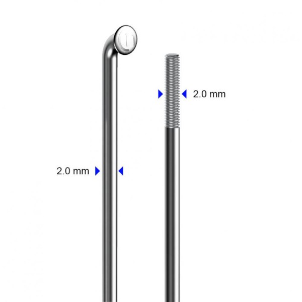 cnSpoke Speiche STD14C 274mm &#216;=2,0mm 95&#176; silber 100 Stück Edelstahl ohne Nippel