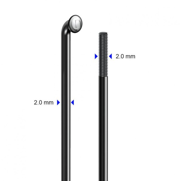 cnSpoke Speiche STD14C 256mm &#216;=2,0mm 95&#176; schwarz 100 Stück Edelstahl ohne Nippel 