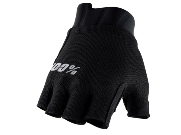 100% Exceeda Gel Short Finger Gloves, Solid Black, XL