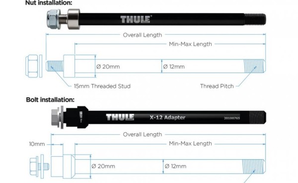 Achsadapter Thule Maxle Trek M12x1,75 209mm Befestigung-Mutter