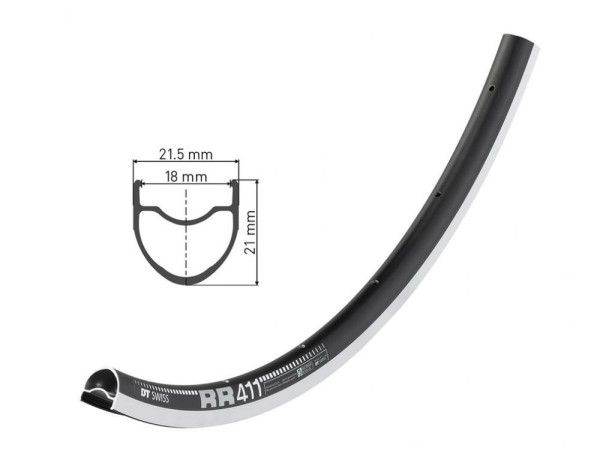 Felge DT Swiss RR 411 28", schwarz, 20 Loch, 622-18