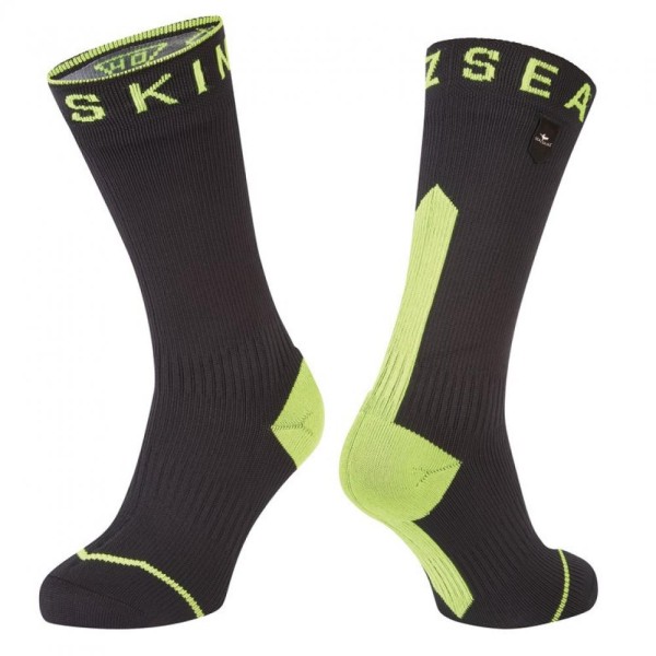 Socken SealSkinz Briston schwarz/neon gelb, Gr. M