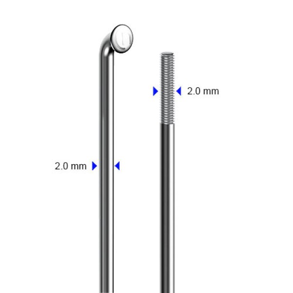 cnSpoke Speiche STD14C 294mm &#216;=2,0mm 95&#176; silber 100 Stück Edelstahl ohne Nippel