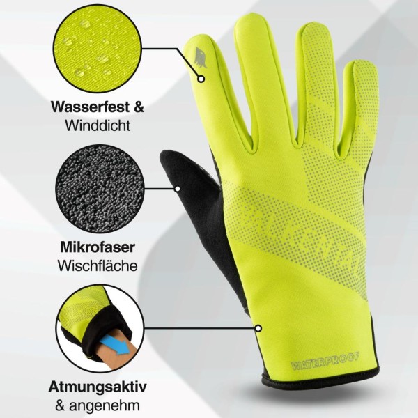 Valkental Handschuhe GloRider V2 Flex - Wasserfester Übergangshandschuh mit Grip M gelb