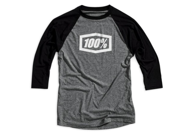 100% Essential 3/4 Tech Tee, grey/black, S