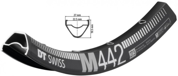 Felge DT Swiss M 442 27.5" schwarz 584-22,5 VL 6,5mm 32 Loch