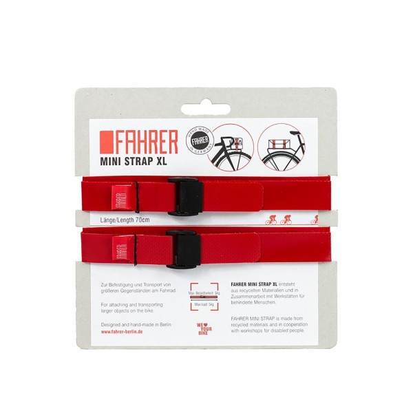 Fahrer Gepäckträger Spanngurt Mini Strap XL rot, 2 Stück