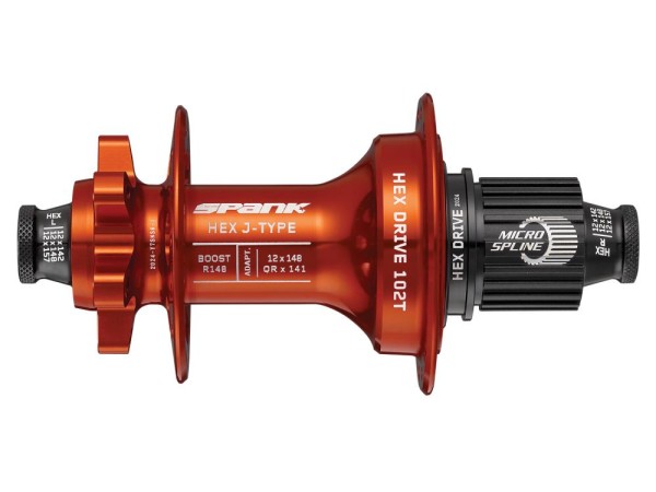 Spank HEX J-Type Boost R148 Microspline, 102T, 32H rear hub, orange, 32