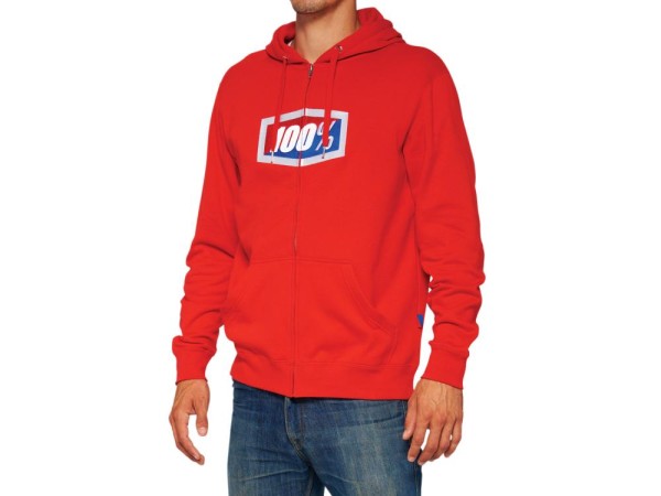 100% Official full-zip Hoodie, red, M